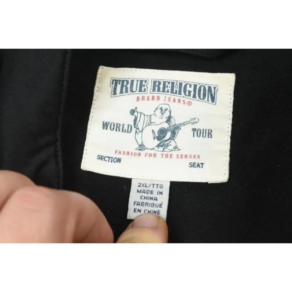 True Religion World Tour Track Jacket Mens 2XL Red Black Long Sleeve Full-Zip